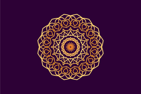 Beauty Gold Floral Mandala Illustration for Graphics and Branding