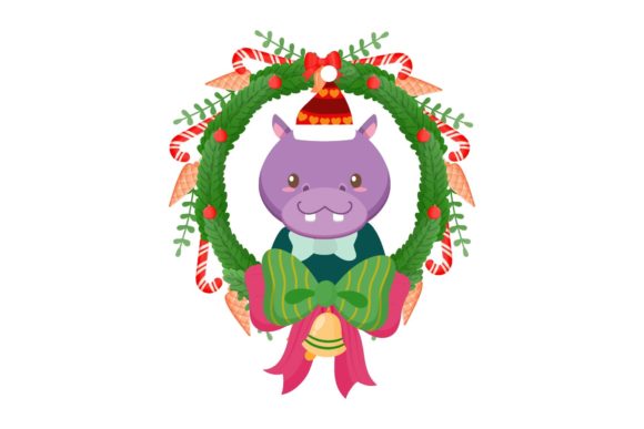 Christmas Floral Wreath with Animal Graphics & Illustrations Review