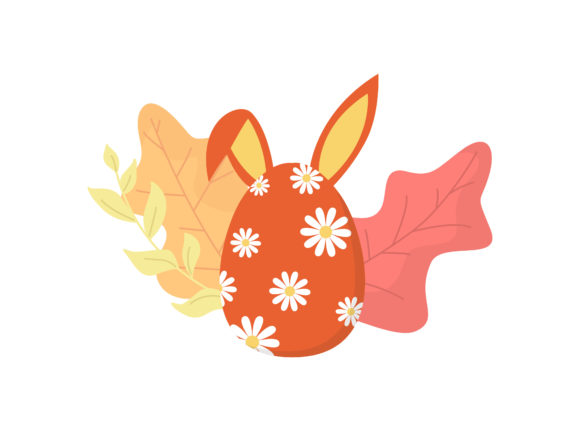 Easter Egg Ears Flowers Floral Vector Graphics and Illustrations