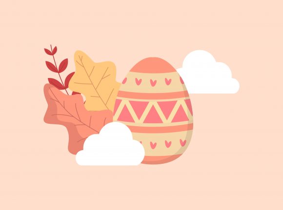 Easter Egg Pink Floral Cloud Vector Graphics & Illustrations