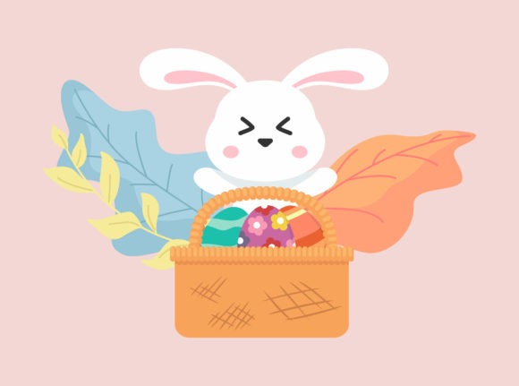 Easter Eggs Flower Bunny Basket Floral Graphics & Illustrations Review