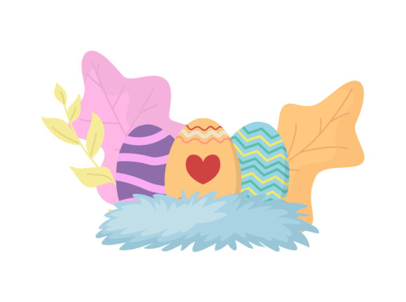 Easter Eggs Love Colorful Floral Vector Graphics and Illustrations