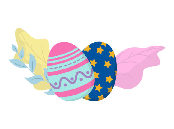 Easter Eggs Pink Blue Floral Vector Graphics for Crafts