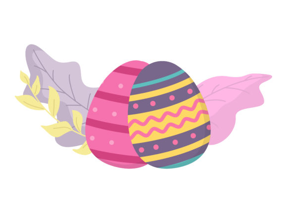 Easter Eggs Pink Purple Floral Vector Graphics & Illustrations