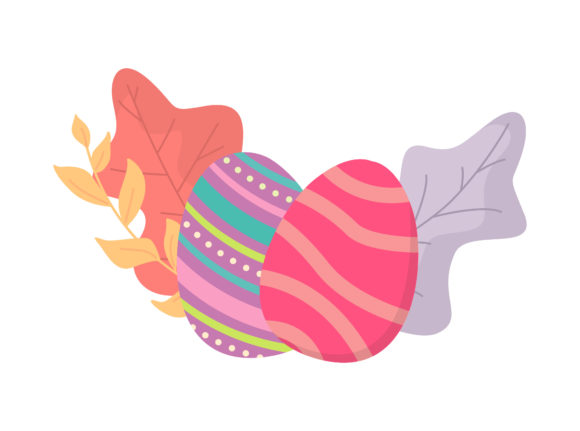 Easter Eggs Purple Pink Floral Vector Graphics and Illustrations