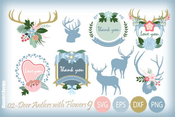Floral Antlers with Deer Graphics for Modern Illustrations