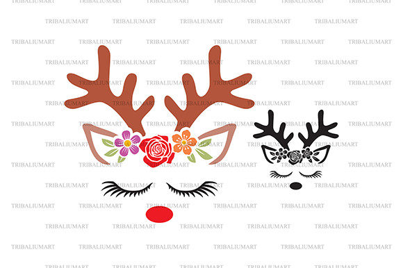 Floral Christmas Reindeer Graphics and Illustrations Review