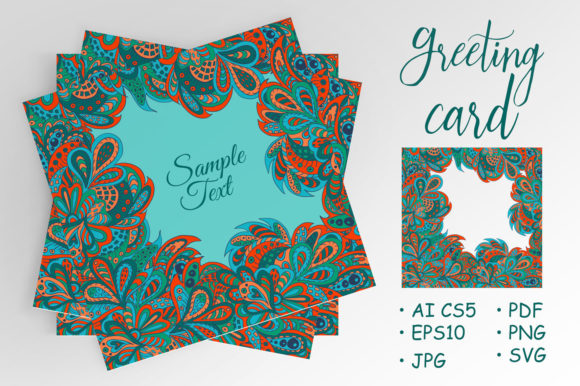 Floral Ethnic Background Red and Marine Graphics Review