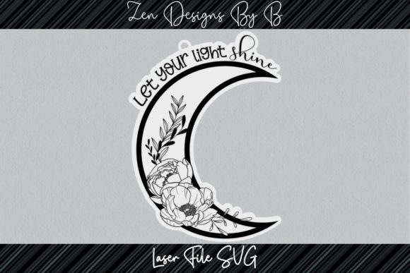 Floral Moon with Quote Laser File for Graphics and Illustrations