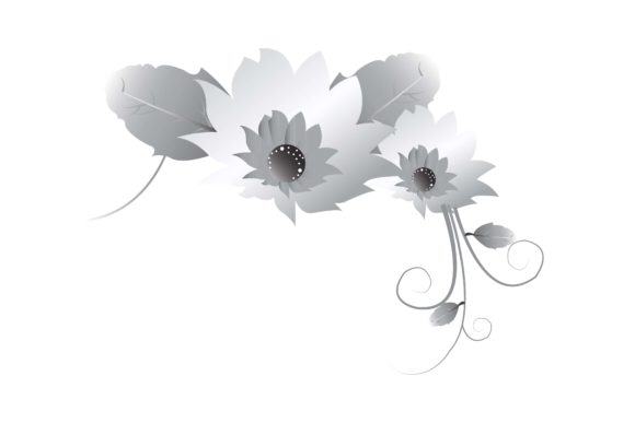 Grey Floral Flower Illustration Review for Real Embroidery