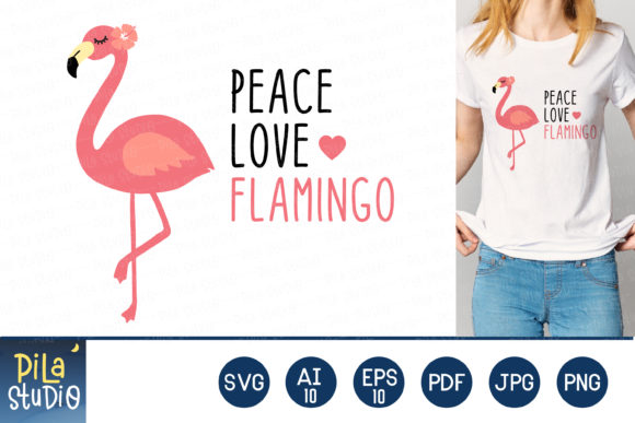 Peace Love Flamingo, Floral Flamingo Graphics and Illustrations Review