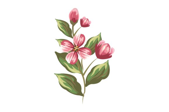 Pinky Ornament Floral Illustration for Modern Graphics