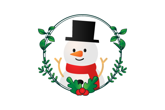 Snowman in Christmas Floral Frame: Graphics & Illustrations Review