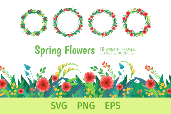Spring Floral Wreaths, Mothers Day Graphics and Illustrations Review