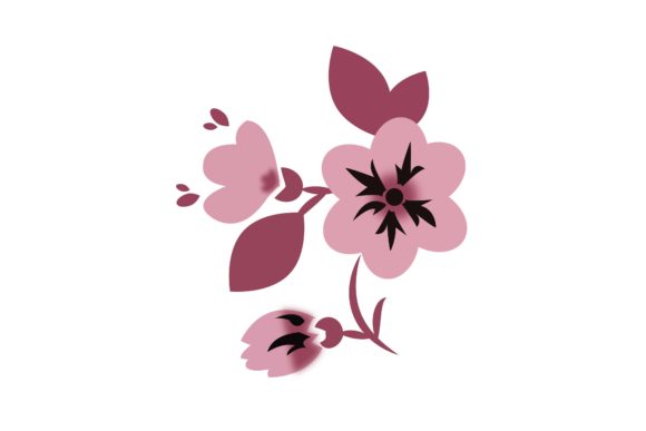 Sweet Purple Floral Flower Illustration Graphics for Makers