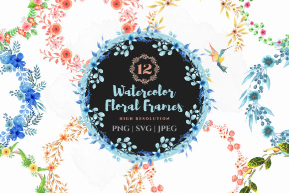 Watercolor Floral Wreath SVG for Graphics and Illustrations
